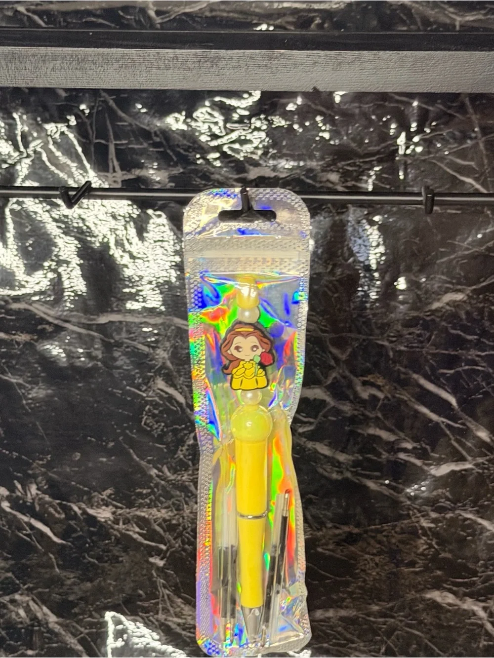 Yellow Belle Princess Focal Bead Pen Black & Blue Ink